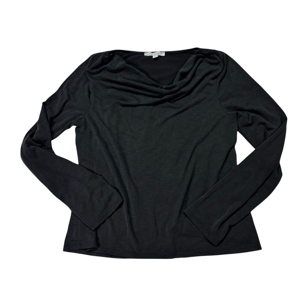 Green Envelope Black Cowl Neck Blouse Women's M Long Sleeve Modal Minimalist